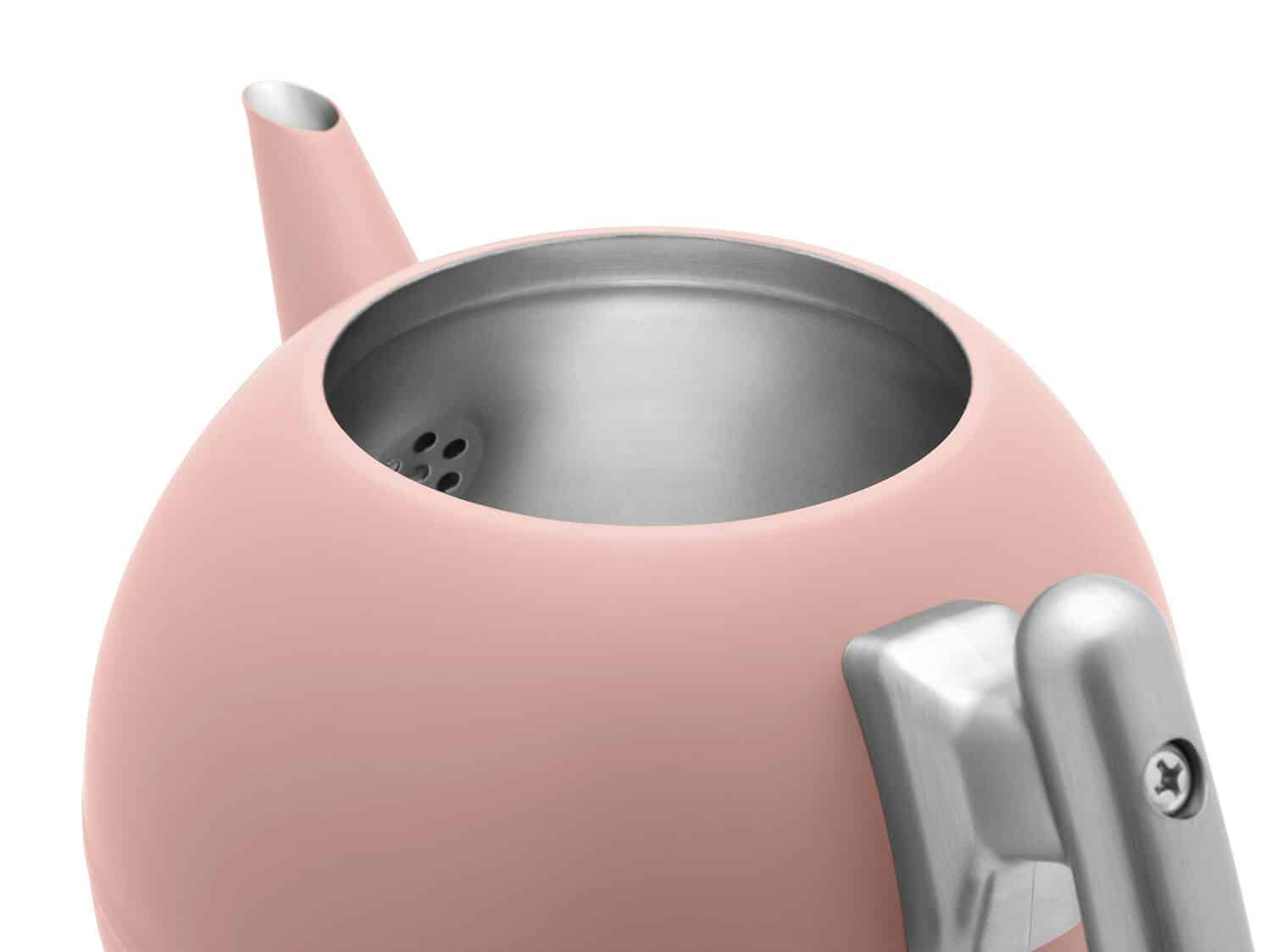 Rosekleurige waterkoker met automatische uitschakeling en ergonomisch design, ideaal voor het snel en veilig koken van water in moderne huishoudens.