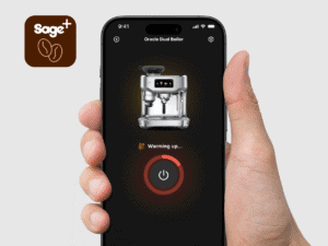 Accu automatische koffiezetapparaat met slimme app bediening, start en verwarm koffie snel via smartphone, modern design, gebruiksvriendelijk, ideaal voor koffieliefhebbers.