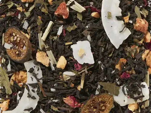 Tropical Flirt zwarte thee met feijoa kokos en passievrucht, exotisch en fruitig, De Heeren van 17