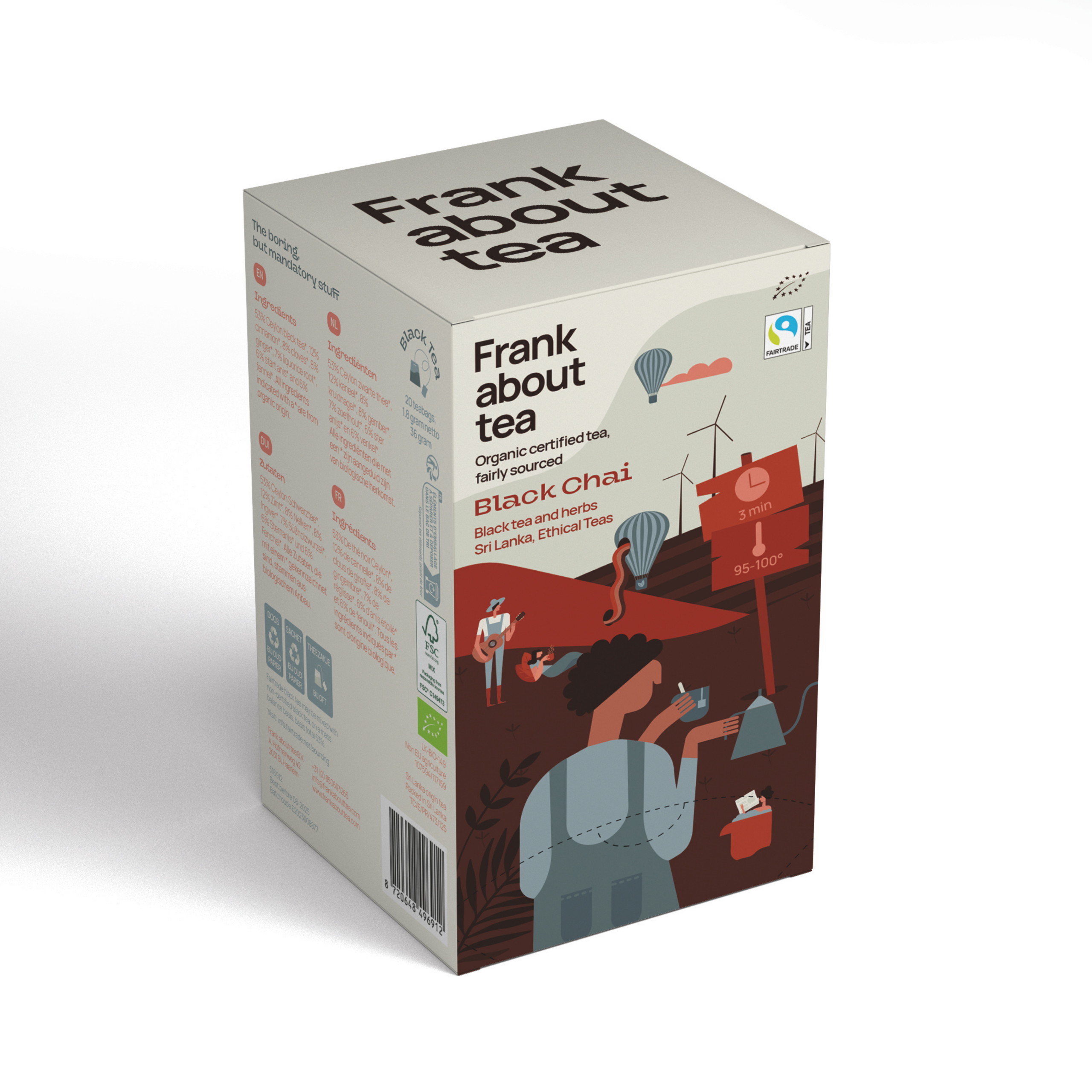 Black Chai theezakjes van Frank About Tea, kruidige zwarte chai-thee, De Heeren van 17