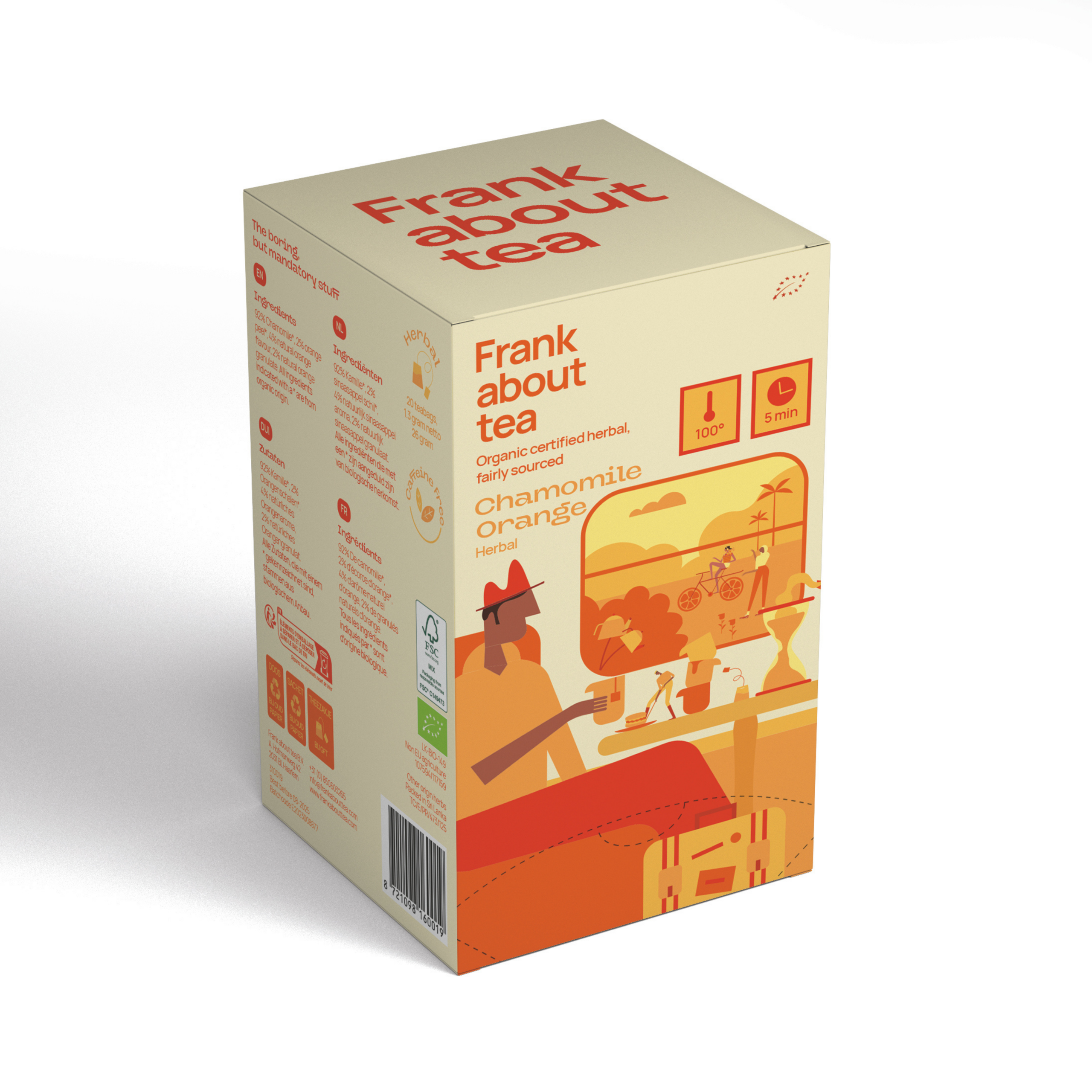 Chamomile Orange theezakjes van Frank About Tea, kamille met sinaasappel, De Heeren van 17