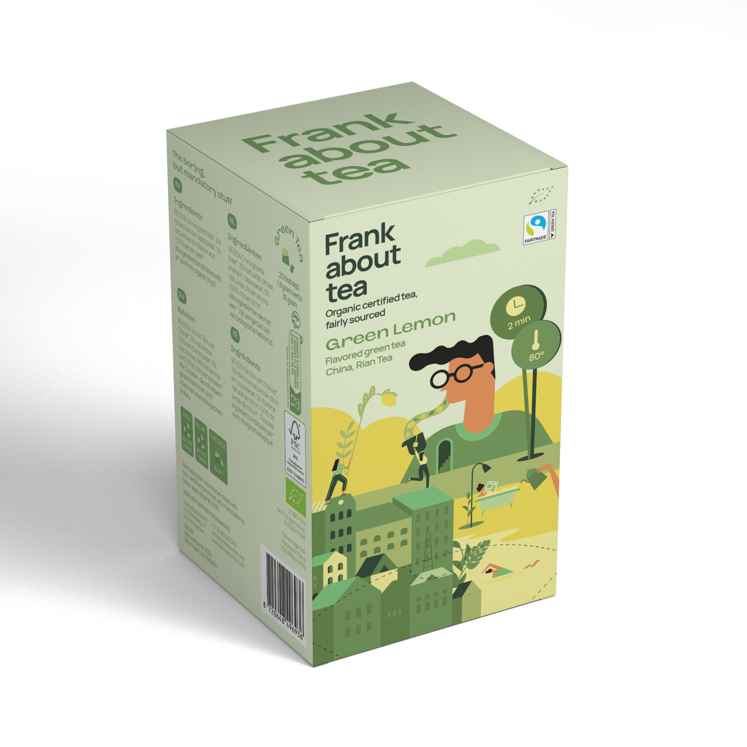 Green Lemon theezakjes van Frank About Tea, groene thee met citroen, De Heeren van 17