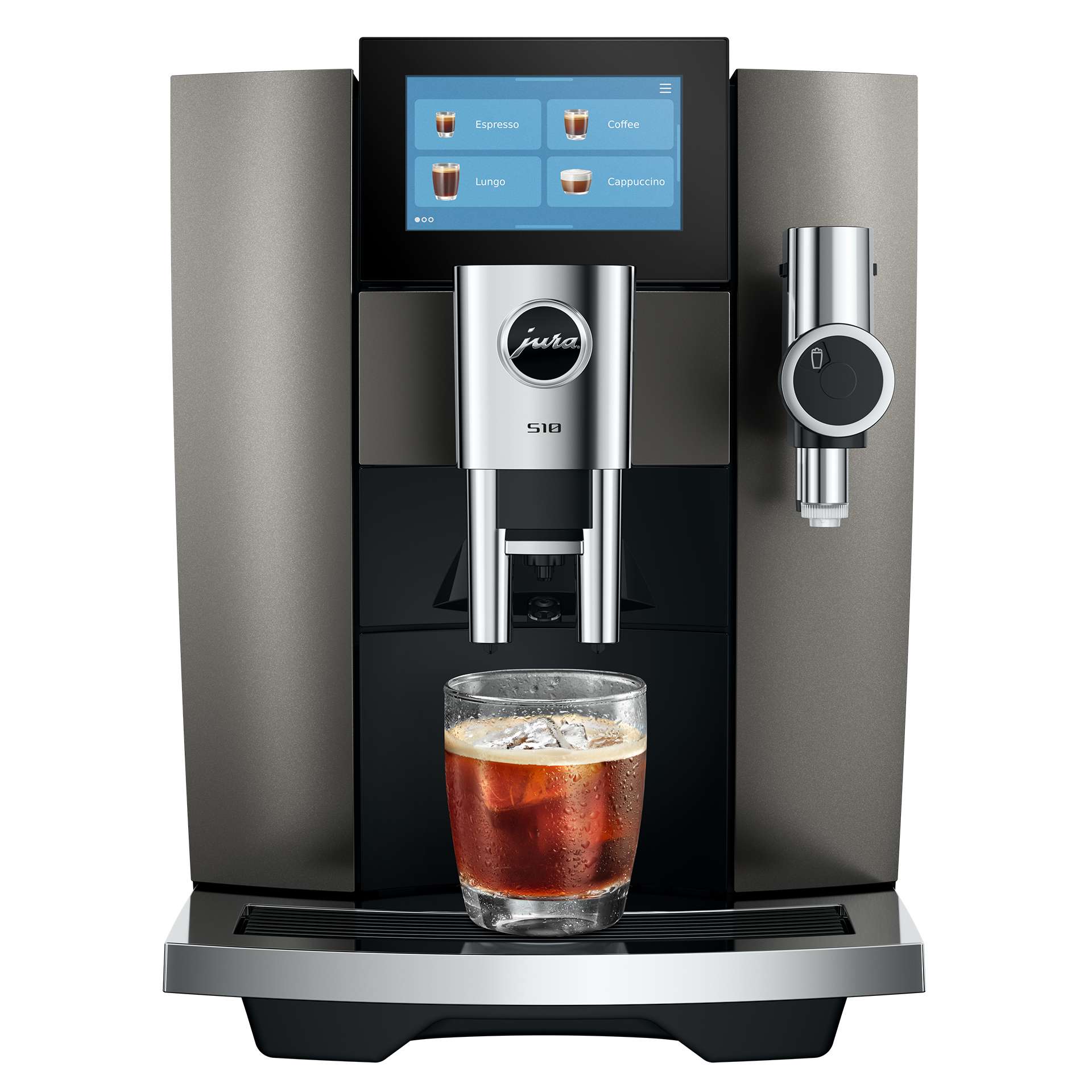 JURA S10 Dark Inox met Cold Brew koffie